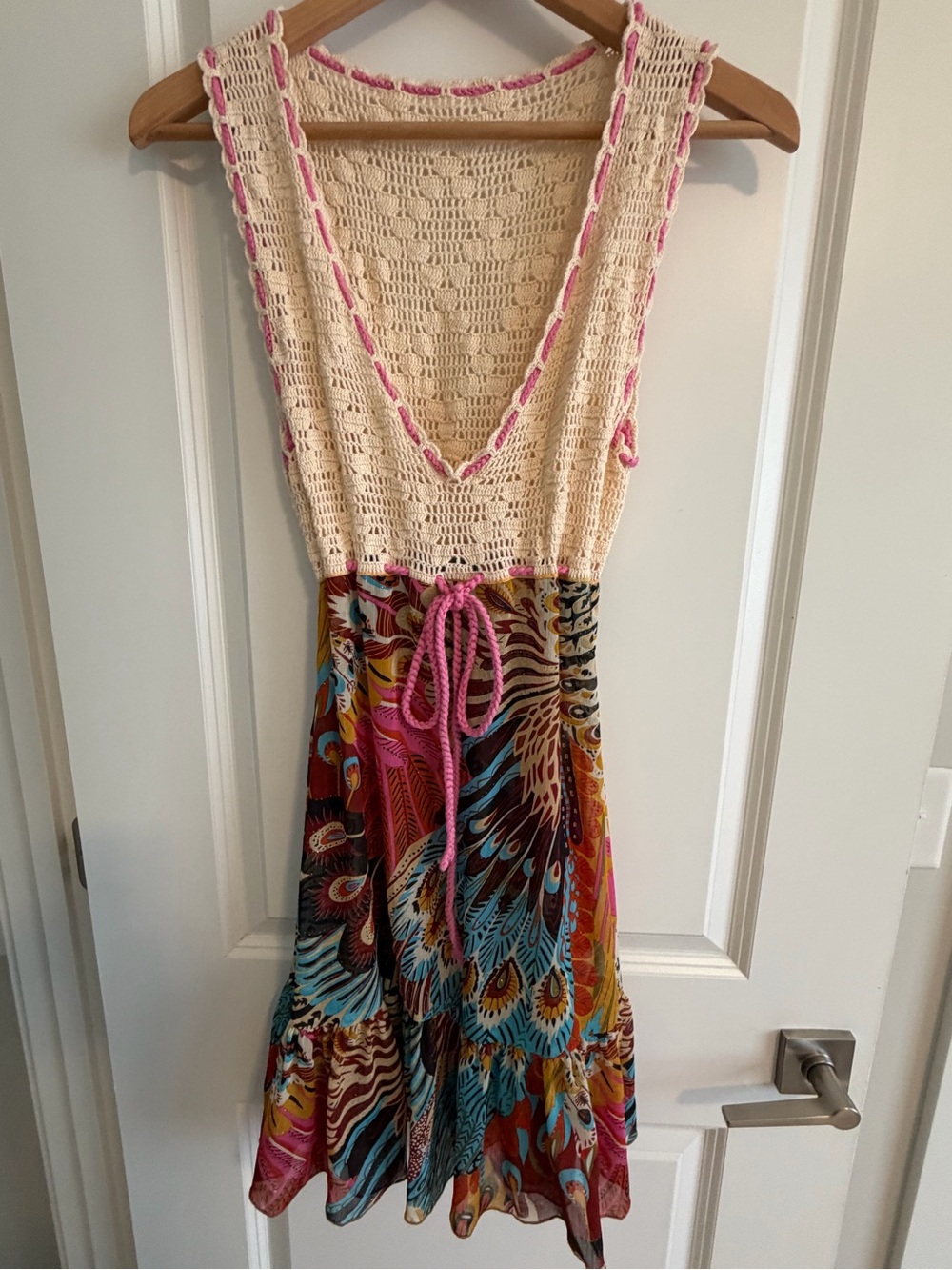 Crochet Top Multicolor Women’s Swim Coverup Dress
